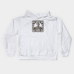 A Woodcut Art Of A Cobra Kids Hoodie